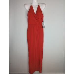 JS Collections Red Ruched Back V Neck Party Dress Women 2 NWT Valentine Holiday
